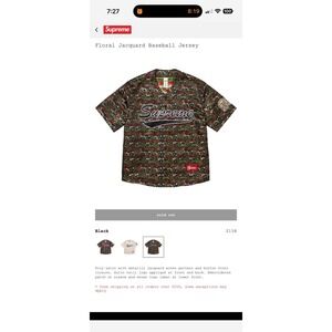 NWT Supreme Jacquard Baseball Jersey Black Size XL